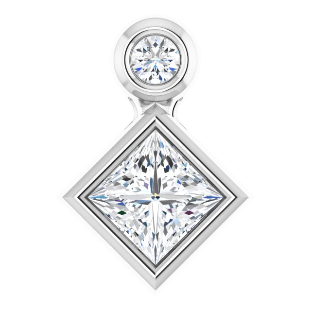 Sterling Silver 4x4 mm Square Natural White Sapphire & .03 CT Natural Diamond Pendant